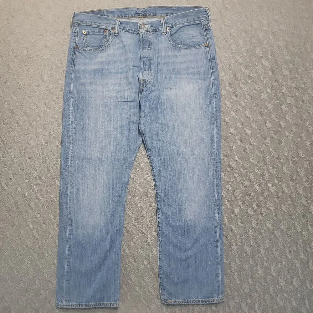 Levis 501 Original Fit Straight Leg Jeans Mens 38x29 Blue Denim Button Fly Pants